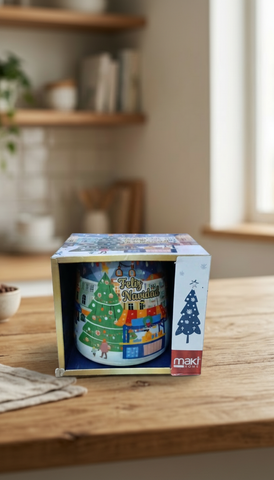 Taza Porcelana Puesto Navideño Azul Marino El Mundo De Sofia