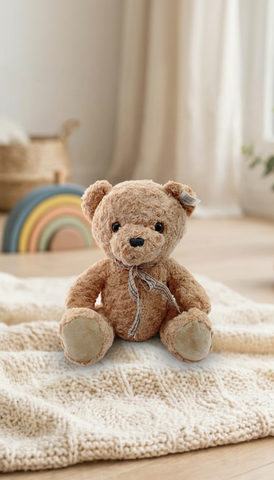 Peluche El Mundo De Sofia Chocolate Sentado Con Moño Cuadrad