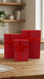 Caja de regalo El Mundo De Sofia Serie 3 pz roja Rectangular