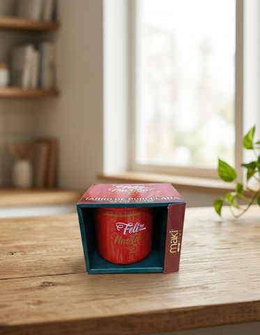 Taaza de porcelana Feliz Navidad Rojo El Mundo De Sofía
