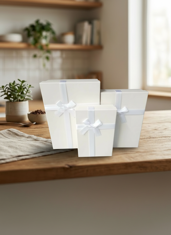 Caja El Mundo De Sofia Serie 3 pz regalo Blanca 33.5cm