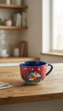 Taza El Mundo De Sofia TARRO SOPA CABAÑA NAVIDEÑA Fondo Rojo