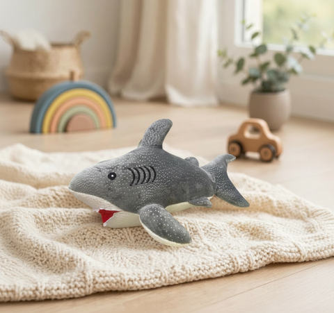 Peluche El Mundo De Sofia Tiburón Gris con Blanco Liso