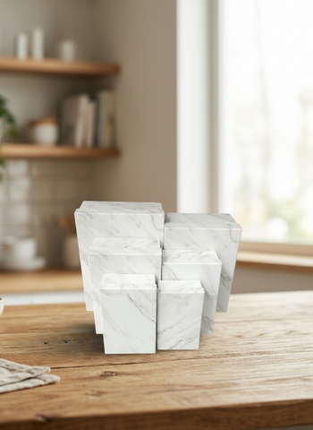Caja El Mundo De Sofía Serie 6pz Mármol Blanca32cm Rectangu