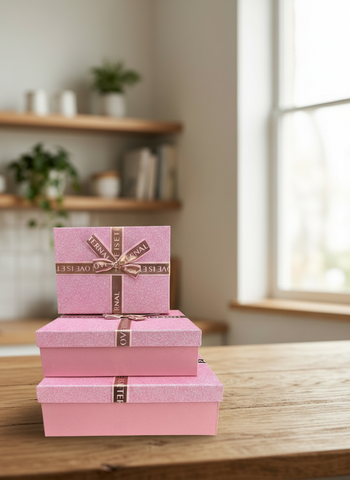 Caja de regalo rosa El Mundo de Sofia Serie 3 pz con brillo