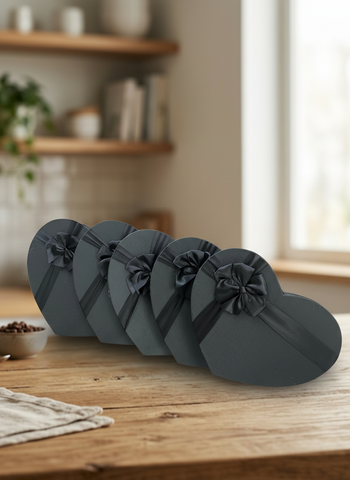 Caja de Regalo Corazón Negro Serie 5 pz