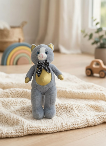 Peluche Gato Sofia Gris Dorado Moño 65cm