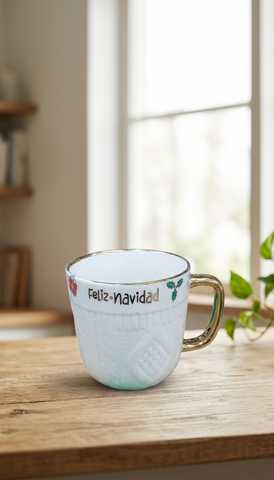 Taza El Mundo de Sofia Suéter Navidad Porcelana Blanco Caja