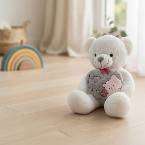 Peluche Oso Gigante Corazón 100cm blanco Con Moño