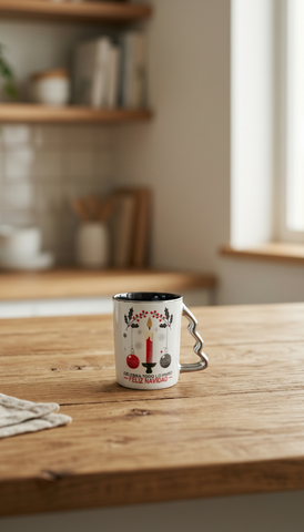 Taza Porcelana Tarro Alto Vela  Navidad El Mundo De Sofia