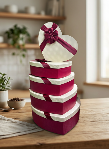 Caja El Mundo de Sofia 5pz regalo rojo 45cm de corazon