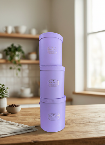 Caja de regalo El Mundo de Sofia 3 pz Lila redonda 27.5 cm