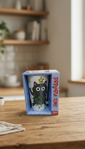 Taza Maki Gatos Navideños Porcelana El Mundo de Sofia