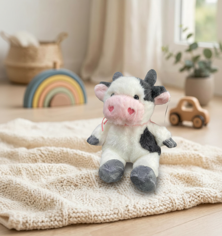 Peluche Vaca El Mundo De Sofia Blanco con Negro Sentada