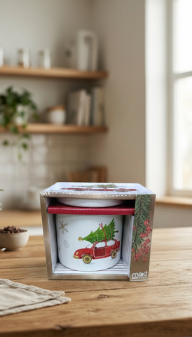 Taza de Porcelana Carro Rojo El Mundo De Sofía