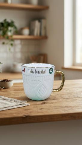 Taza El Mundo De Sofia Tarro Suéter Navidad Porcelana Pajaro