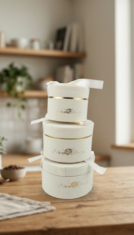 Caja El Mundo De Sofia 3 pz Regalo Beige 24.5 redondo