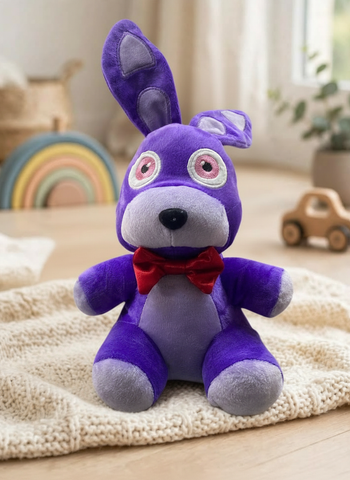 Bonnie peluche conejo Five an Freddy morado 35 cm moño rojo