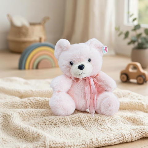 Peluche El Mundo De Sofía Rosa Sentado Con Moño Rosa
