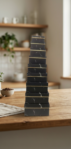 Caja de Regalo El Mundo De Sofia Mármol Negro 10 pz