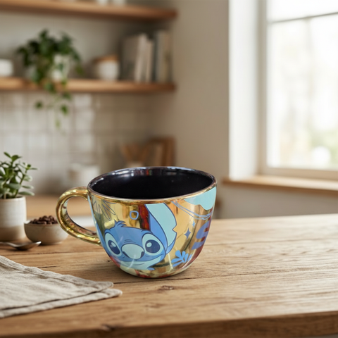Taza De Porcelana Stich Siglo XXI 24 oz Dorada