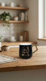 Taza Porcelana El Mundo De Sofia Negra Aza Dorada