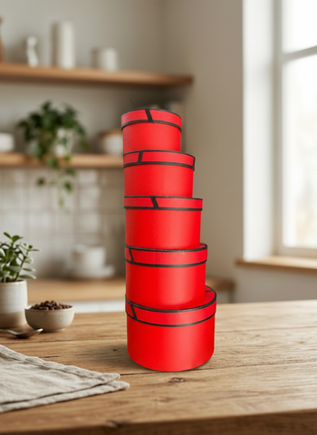Caja El Mundo de Sofia Serie 5 pz regalo 25cm rojo redonda