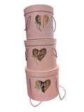 Caja El Mundo de Sofia serie 3 pz rosa redonda 20cm