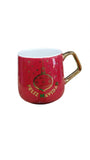 Taza El Mundo De Sofia De Porcelana Roja Navidad Aza Dorada