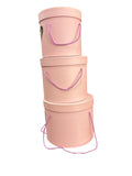 Caja El Mundo de Sofia serie 3 pz rosa redonda 20cm