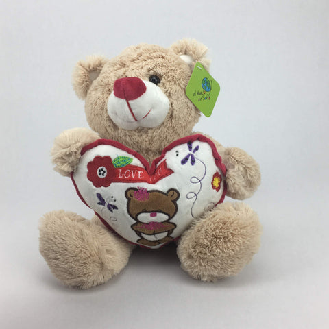 Peluche oso con corazón mayoreo 16BX242 - El Mundo de Sofia