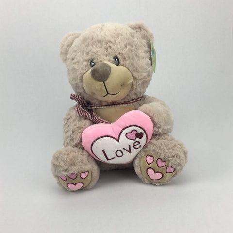 Peluche oso con cojin de corazón mayoreo 17BX146 - El Mundo de Sofia