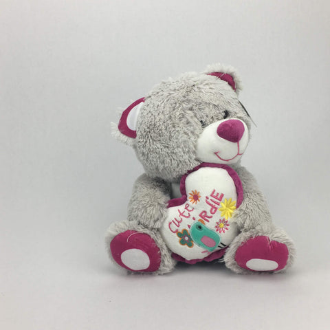 Peluche oso con cojin de corazón mayoreo 17BX243 - El Mundo de Sofia